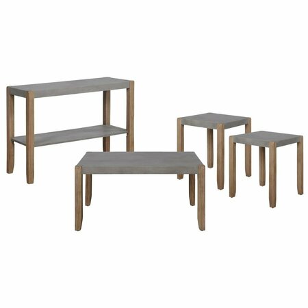 KD CAMA DE BEBE Newport Faux Concrete & Wood Living Room Set - 4 Piece KD3845416